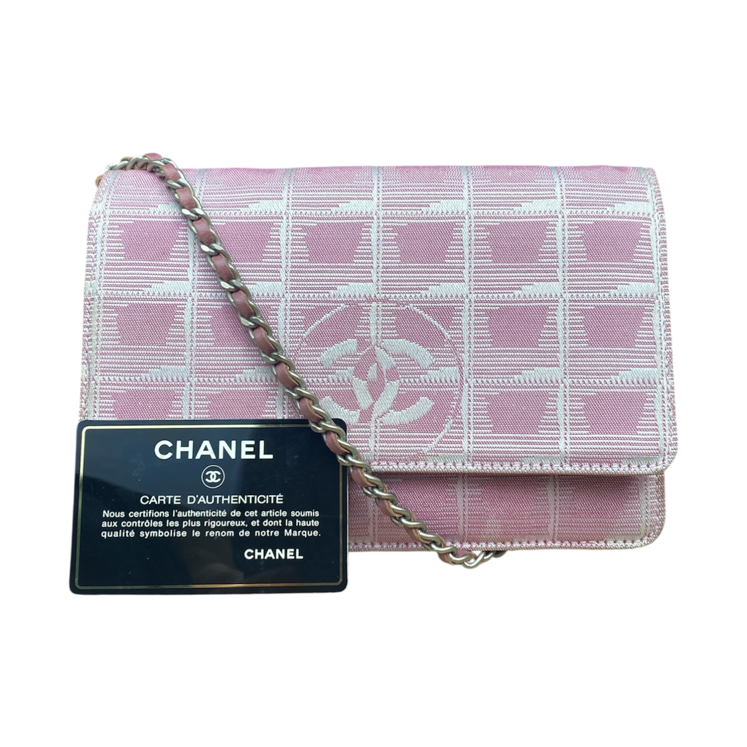 Chanel WOC — Toile Jacquard Rose