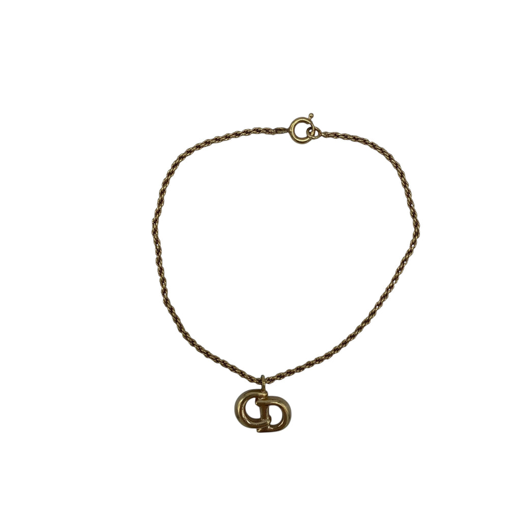 Bracelet Christian Dior Pendentif CD Logo Doré Vintage