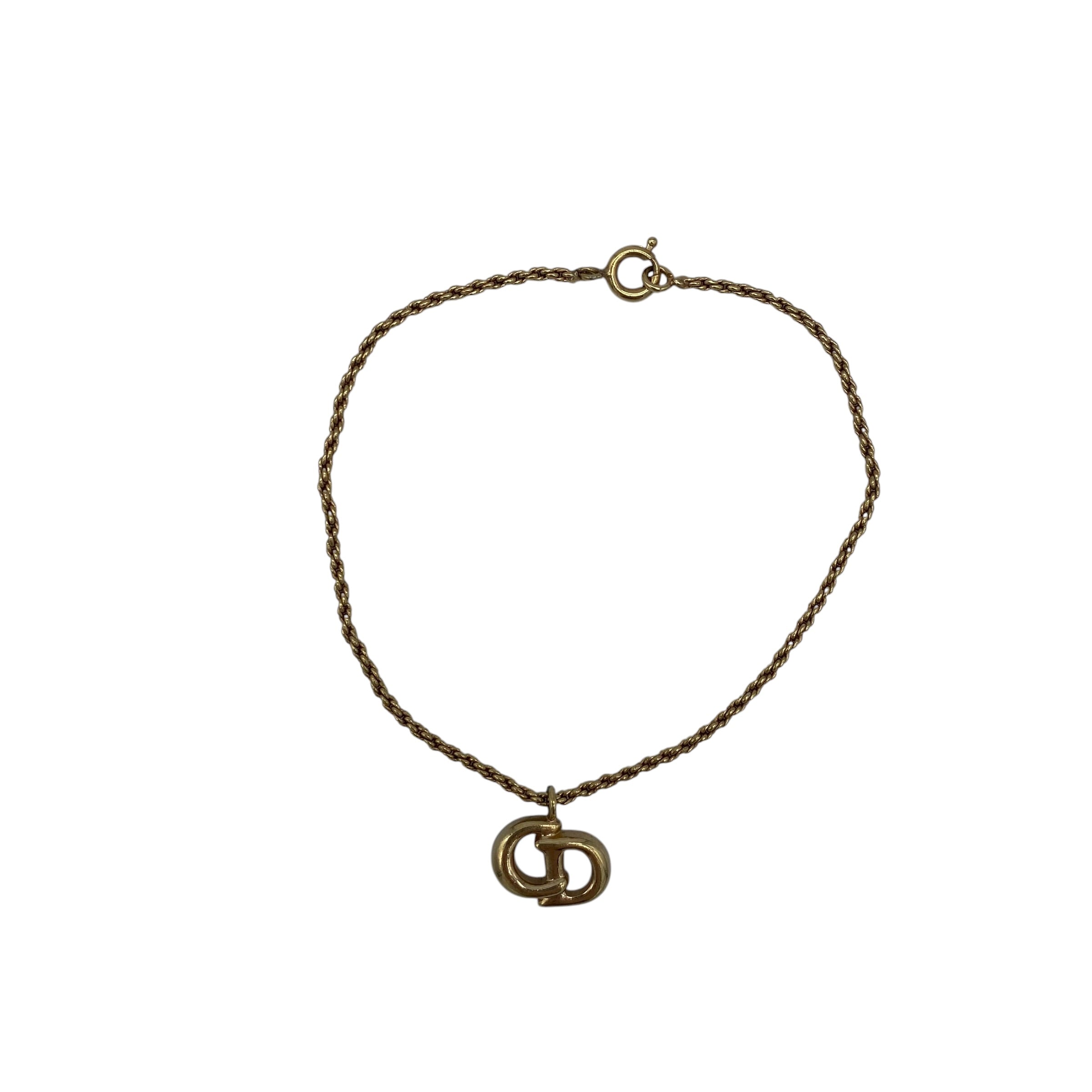 Bracelet Christian Dior Pendentif CD Logo Doré Vintage