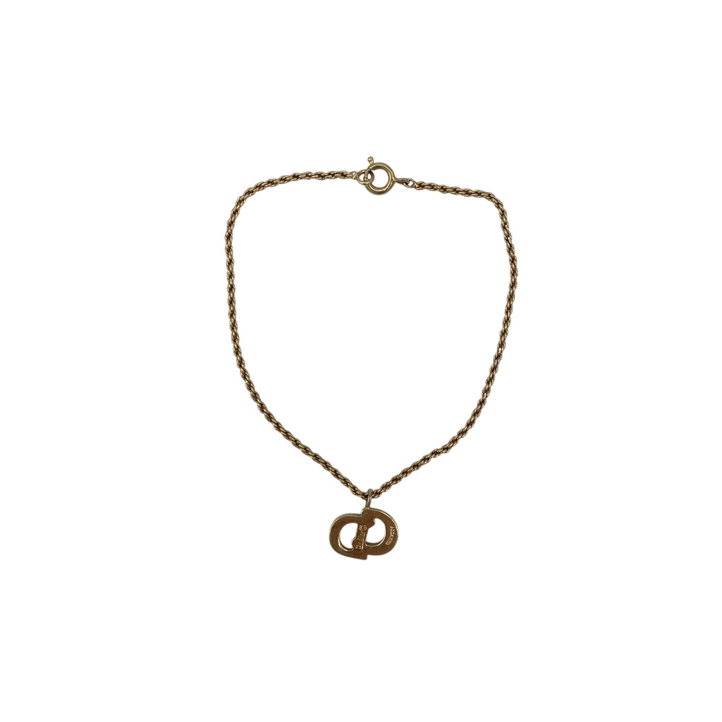Bracelet Christian Dior Pendentif CD Logo Doré Vintage