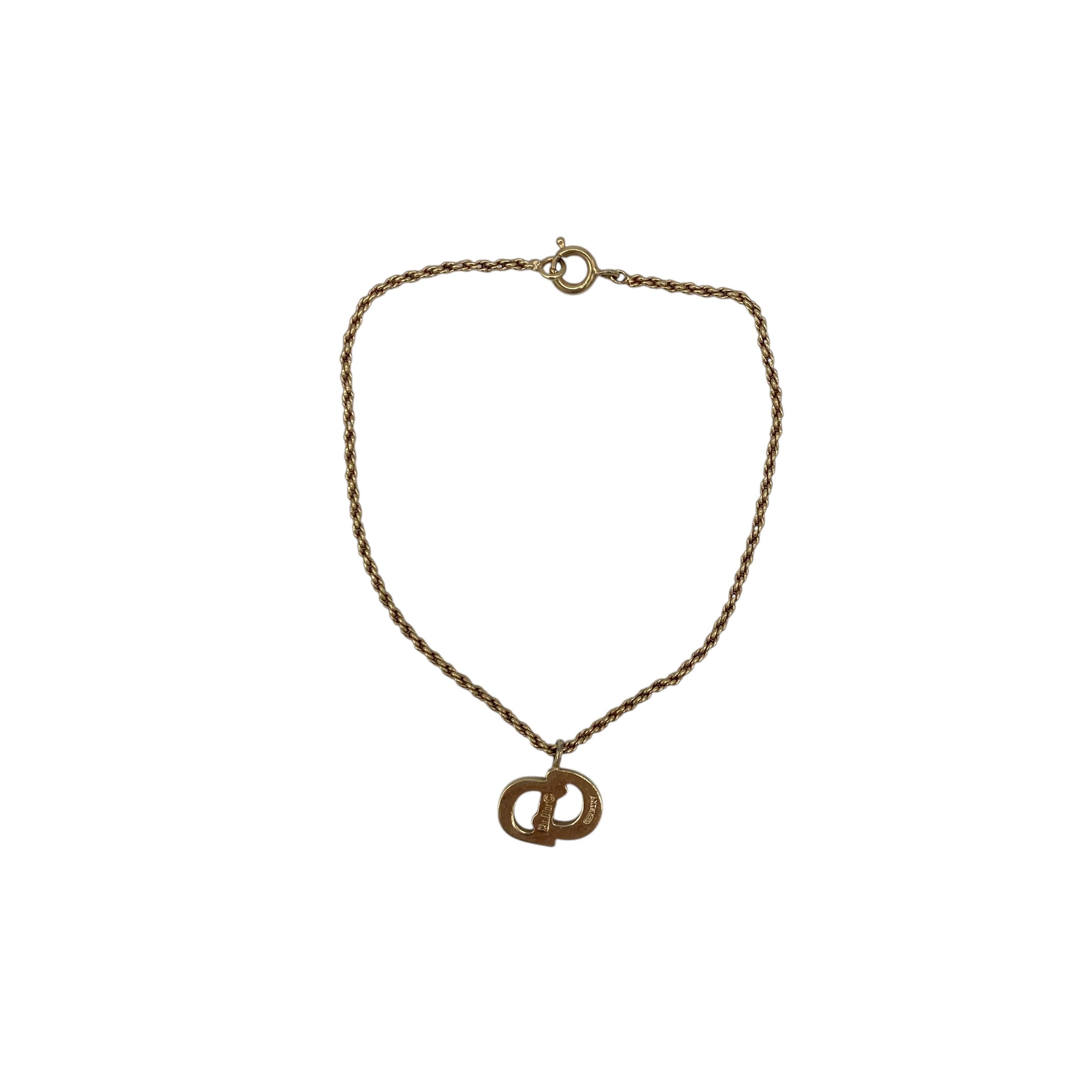 Bracelet Christian Dior Pendentif CD Logo Doré Vintage