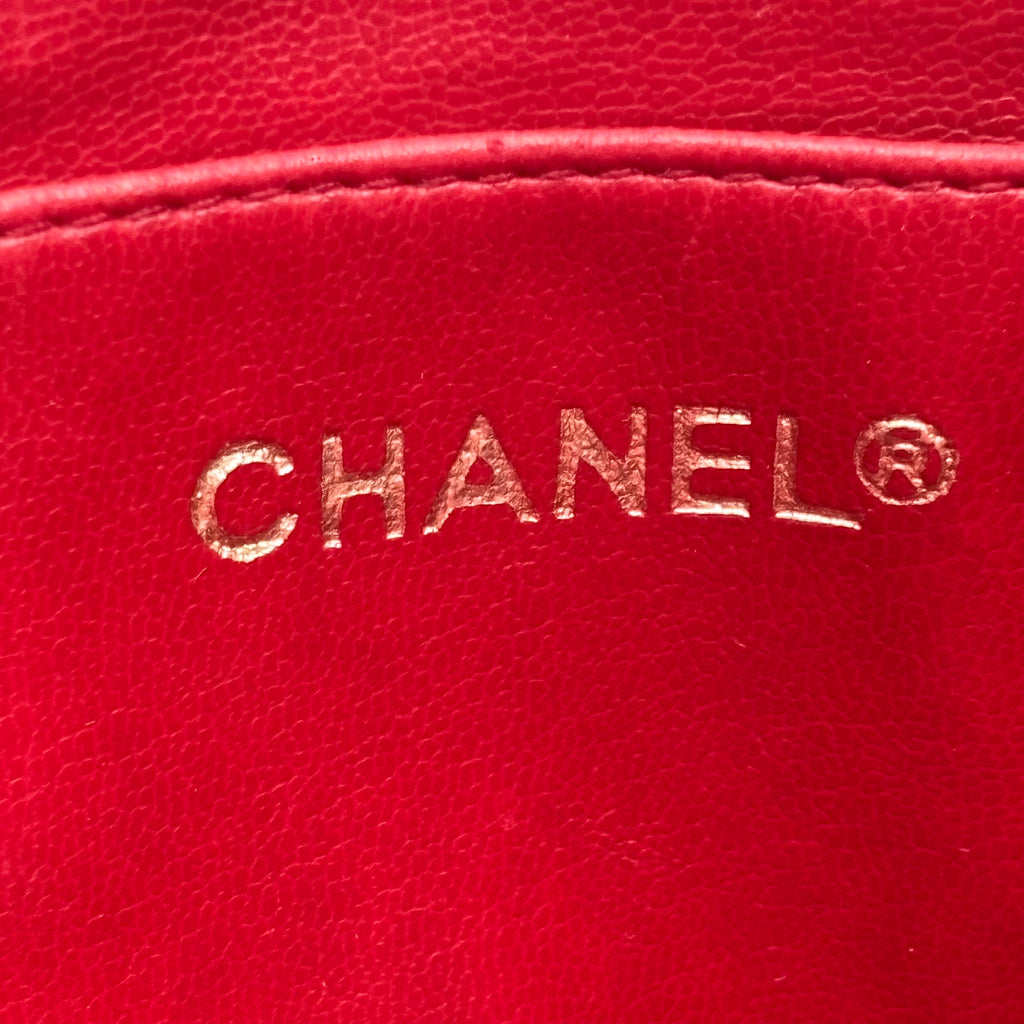 Sac Cabas Chanel Vintage Cuir d’Agneau Rouge Matelassé