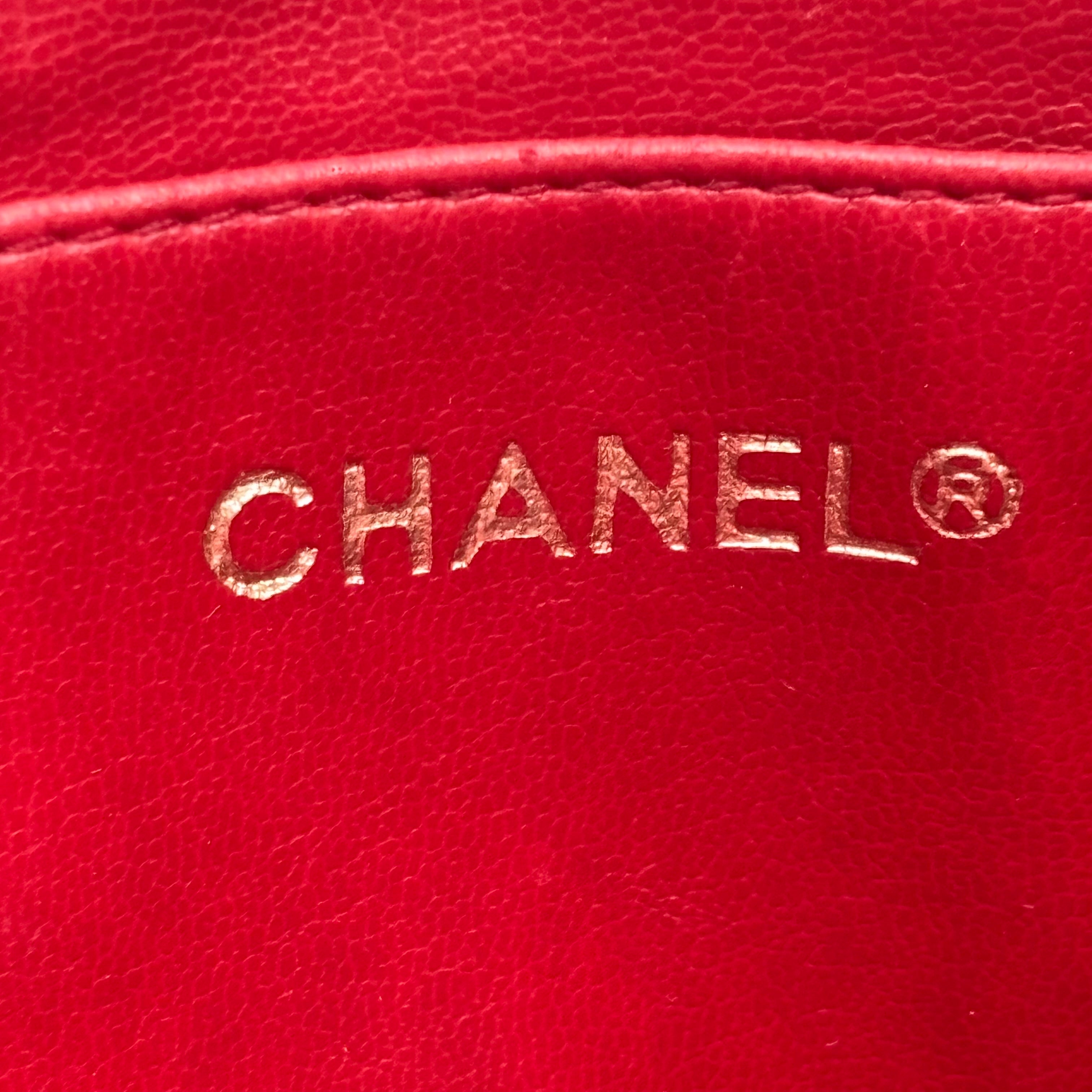 Sac Cabas Chanel Vintage Cuir d’Agneau Rouge Matelassé