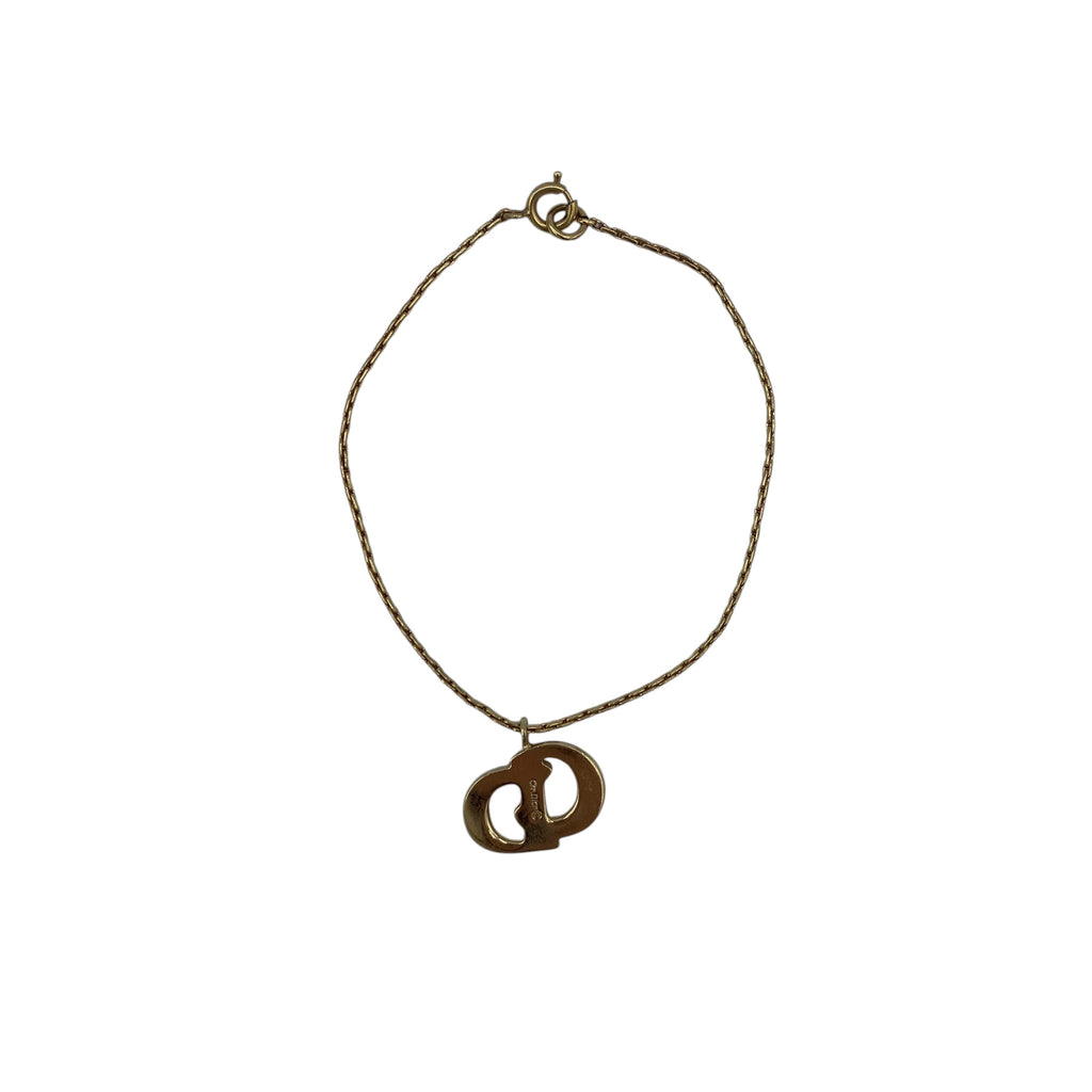 Bracelet Christian Dior Pendentif CD Logo Doré Vintage