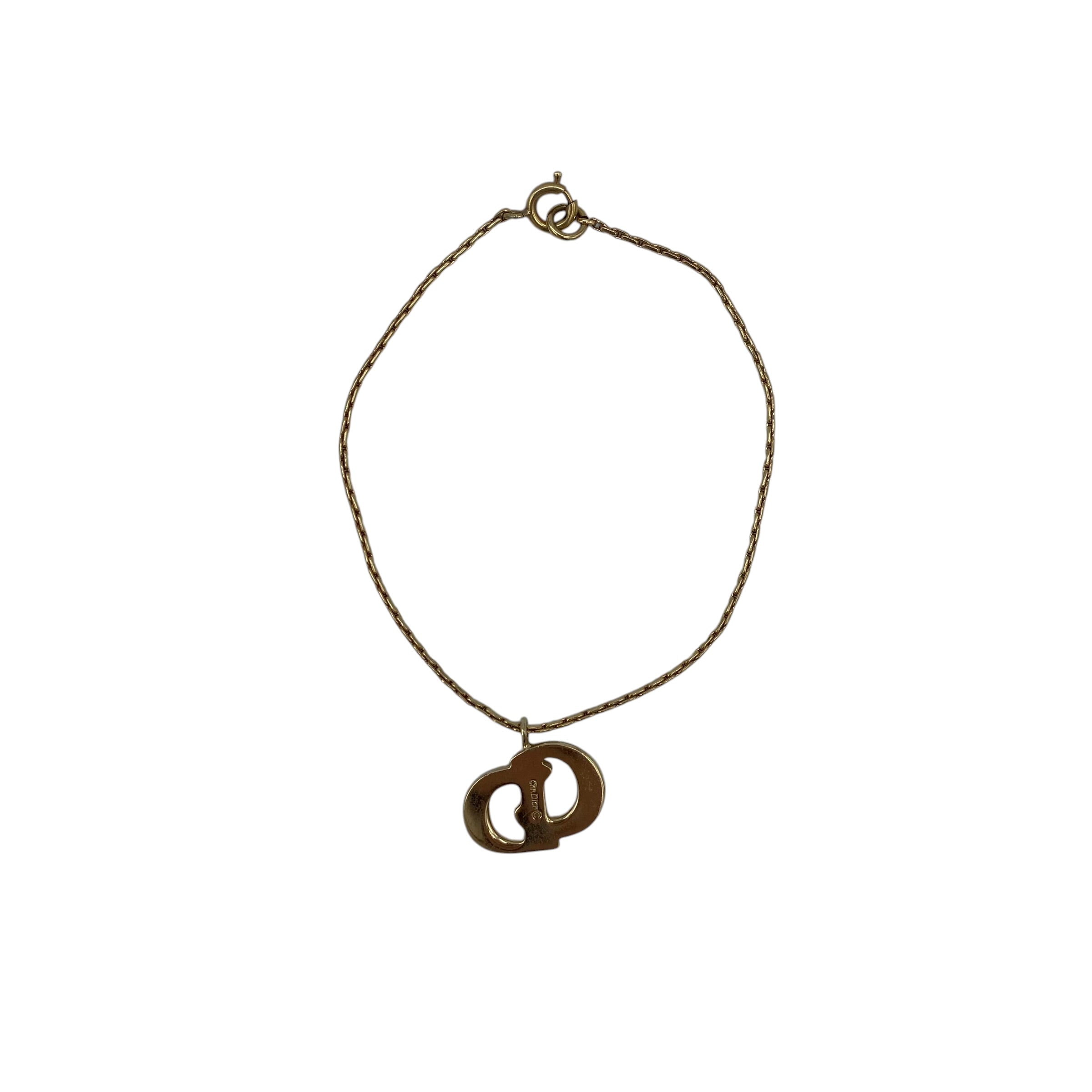 Bracelet Christian Dior Pendentif CD Logo Doré Vintage