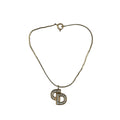 Bracelet Christian Dior Pendentif CD Strass Doré Vintage