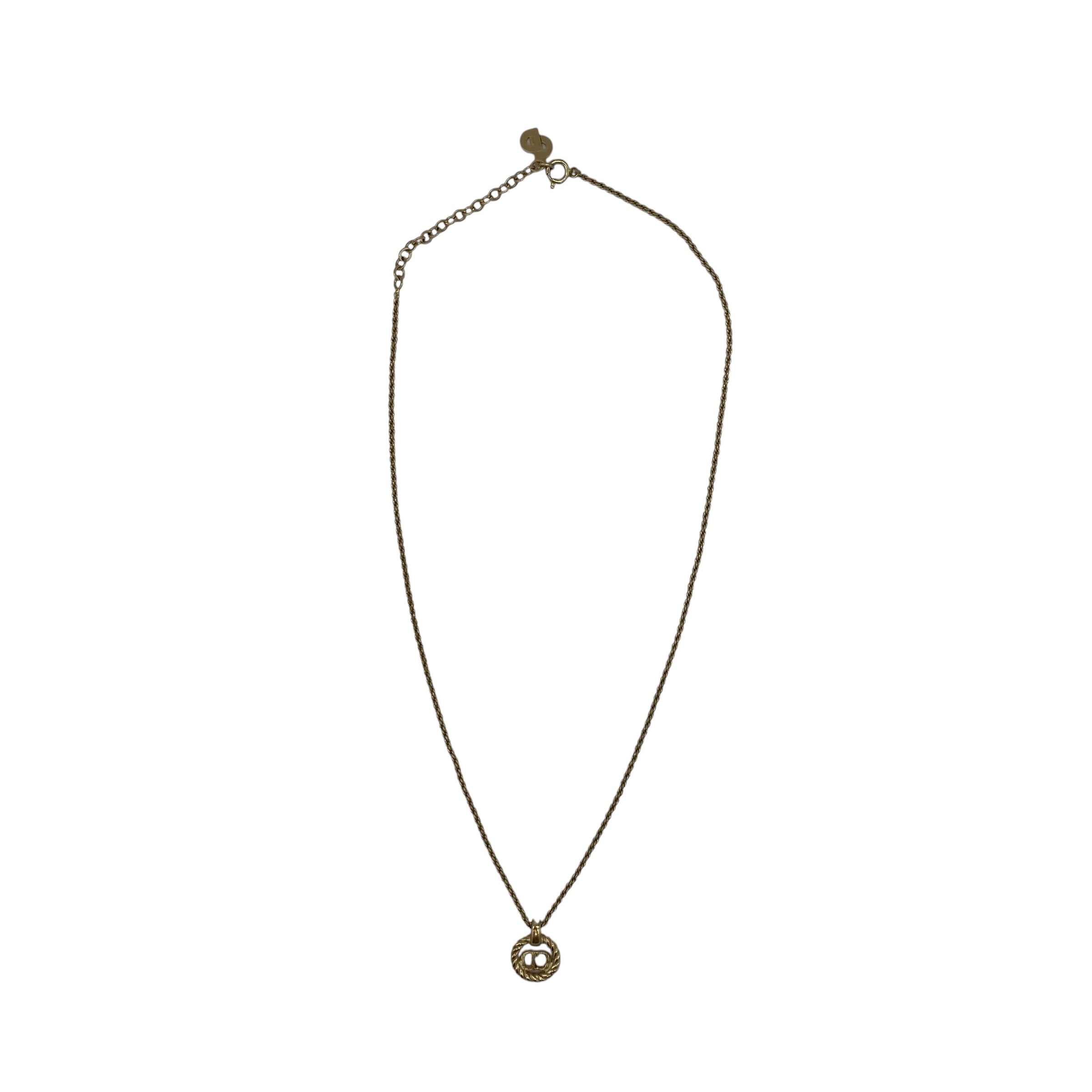 Collier Christian Dior Pendentif CD Logo Doré Vintage