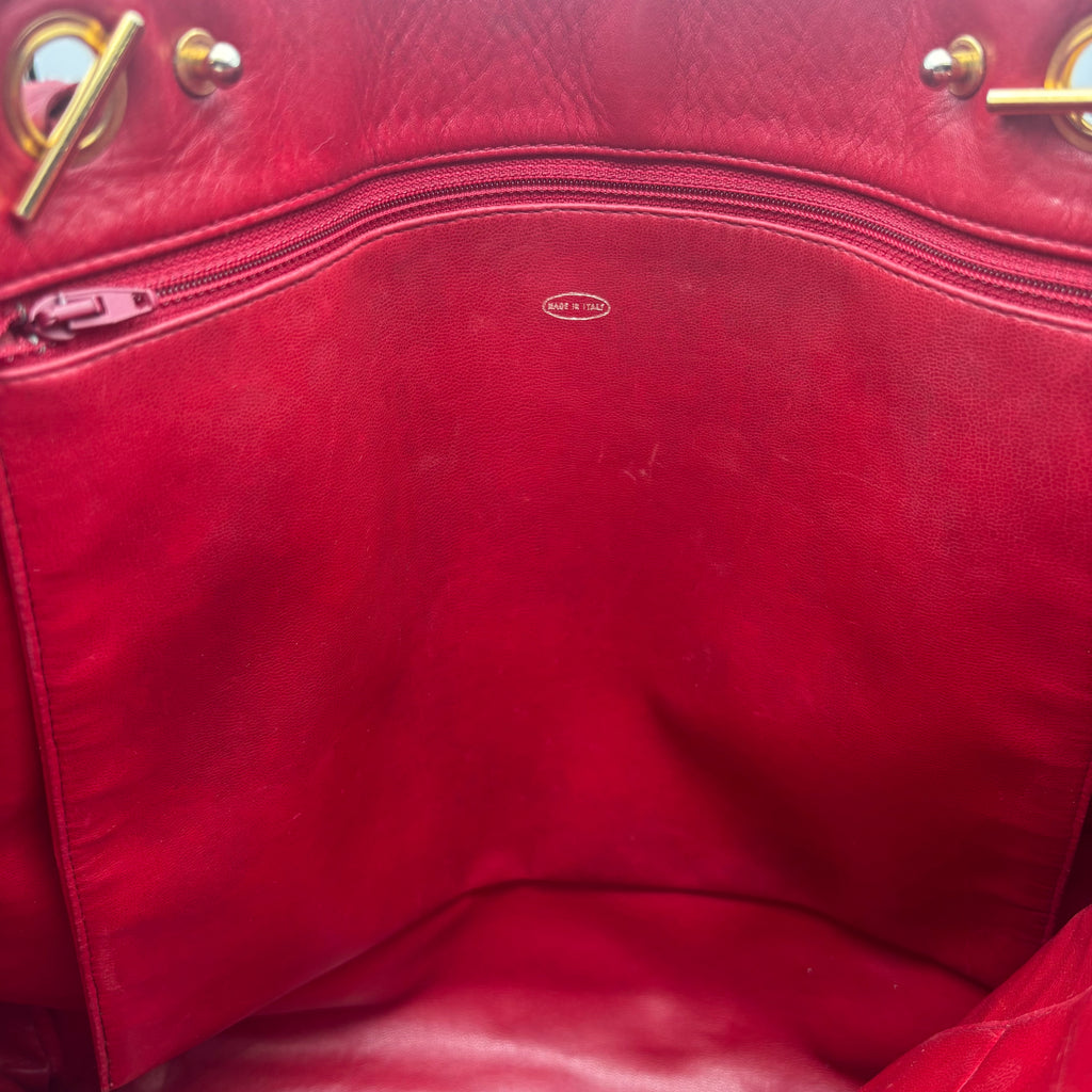 Sac Cabas Chanel Vintage Cuir d’Agneau Rouge Matelassé
