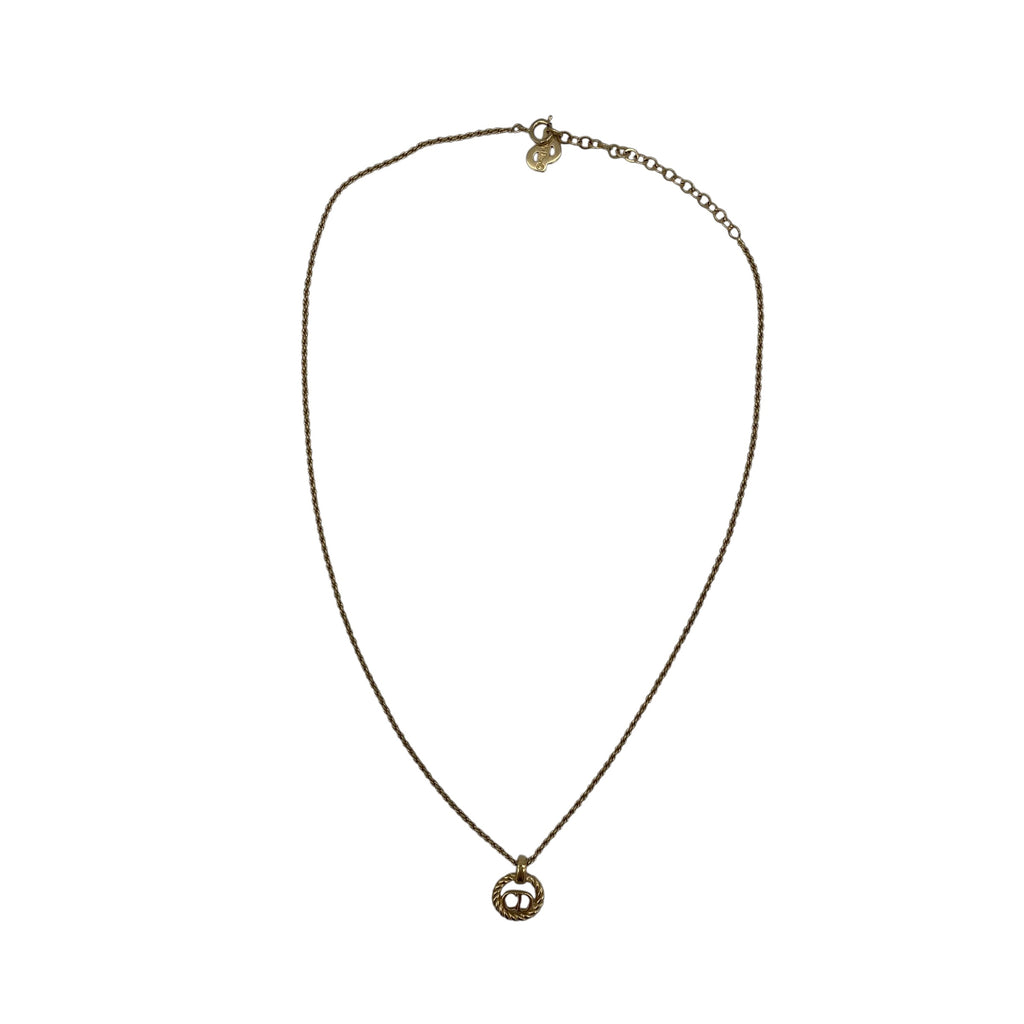 Collier Christian Dior Pendentif CD Logo Doré Vintage