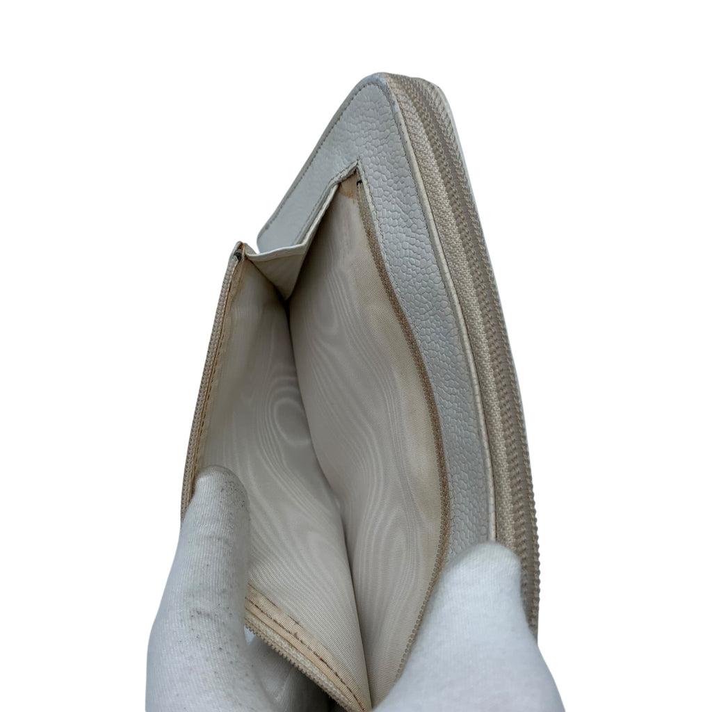 Portefeuille Chanel Zippé CC Cuir Caviar Blanc