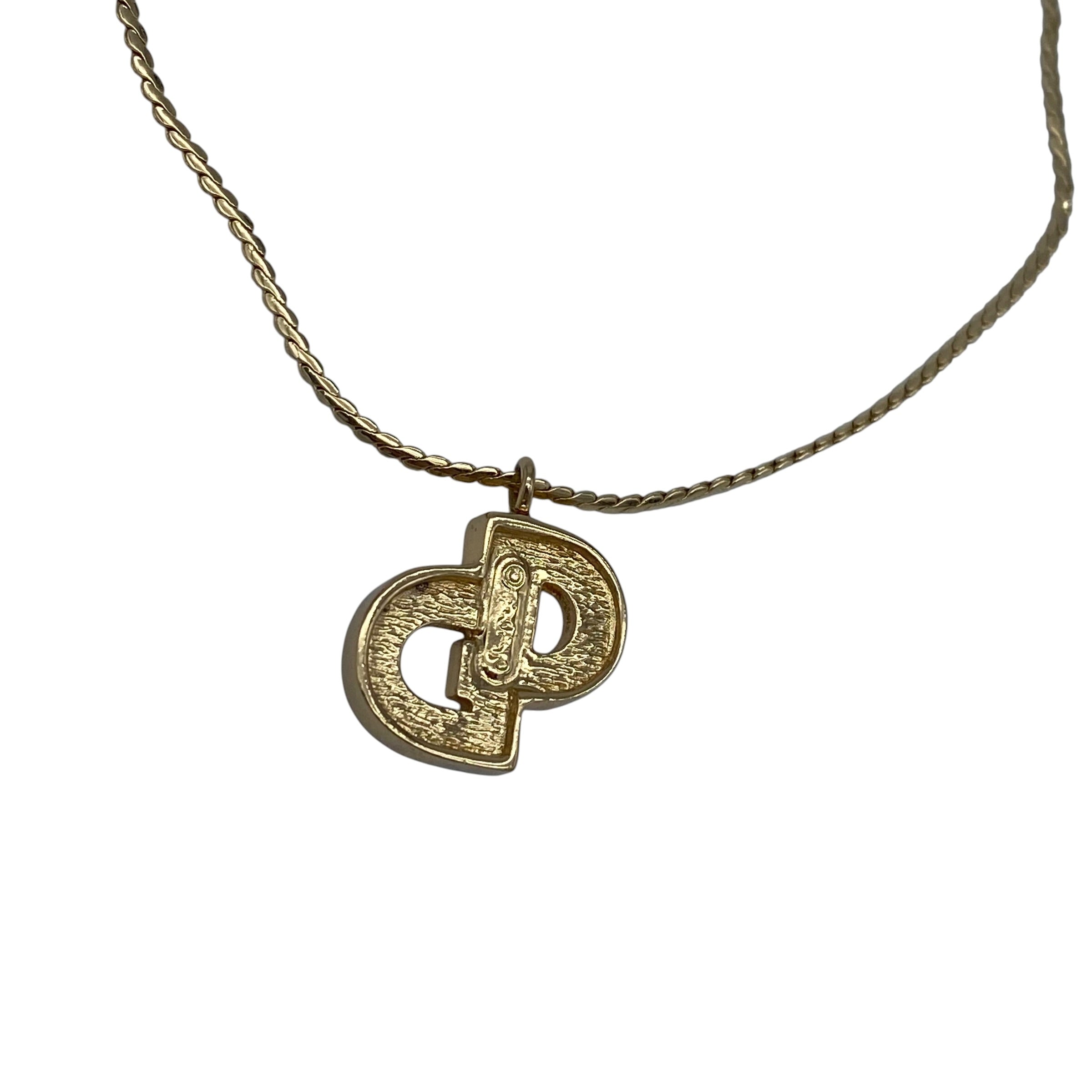 Bracelet Christian Dior Pendentif CD Strass Doré Vintage