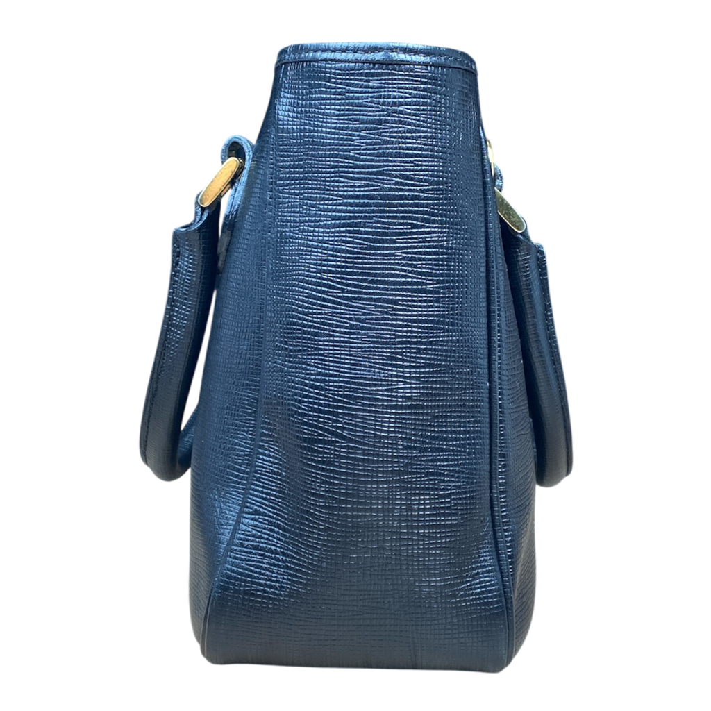 Sac Courrèges Vintage — Cuir Texturé Noir & Bijouterie Dorée