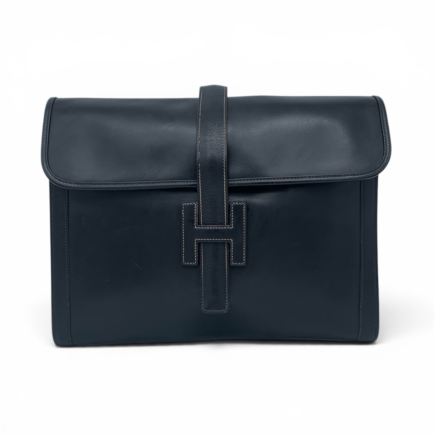 Pochette Hermès Jige Elan 29 Cuir Box Noir
