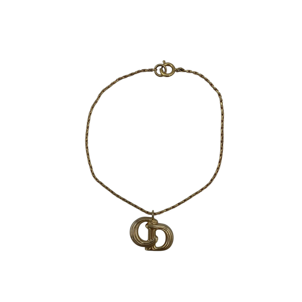 Bracelet Christian Dior Pendentif CD Logo Doré Vintage