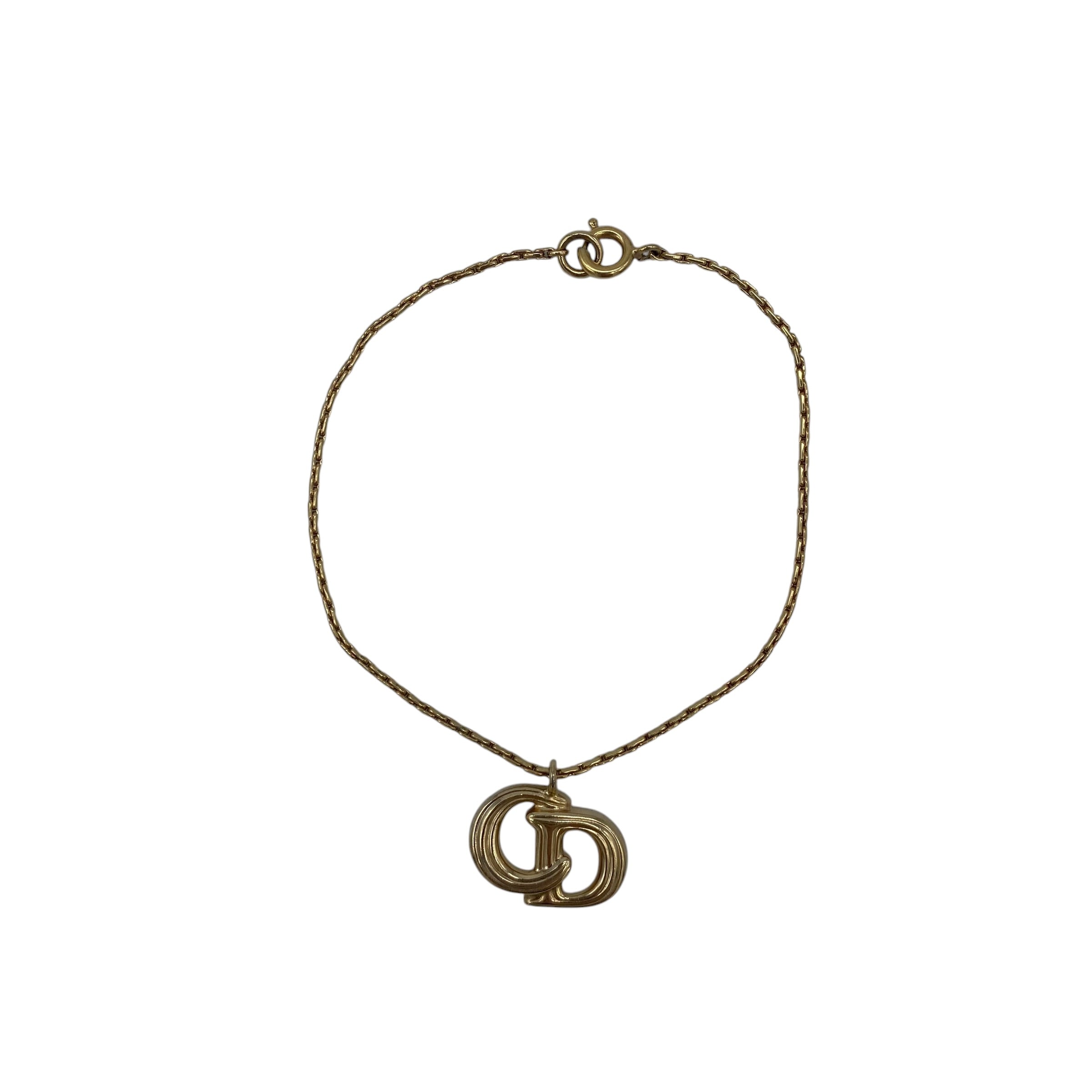 Bracelet Christian Dior Pendentif CD Logo Doré Vintage
