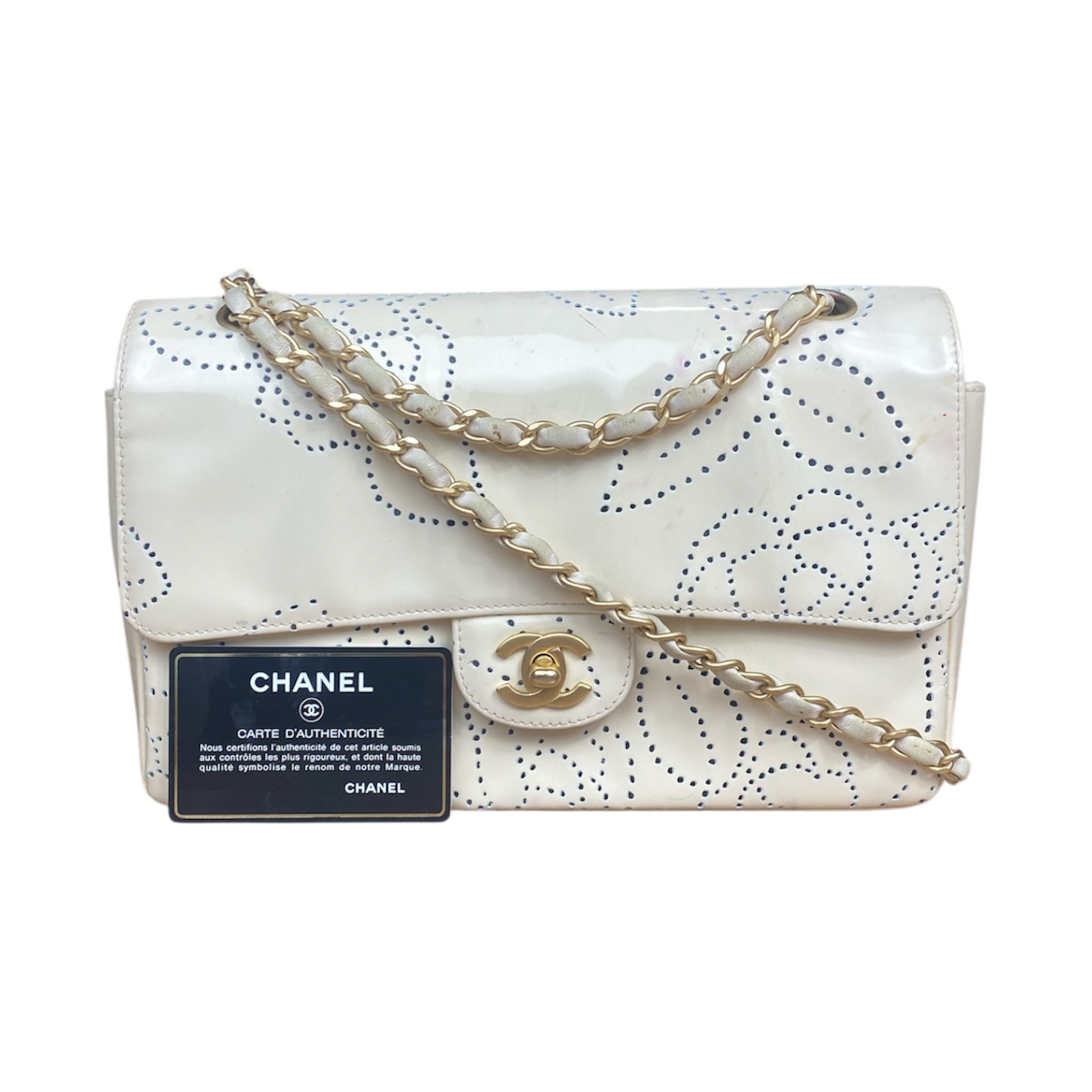 Chanel Timeless Flap Bag Camélia Crème vernis