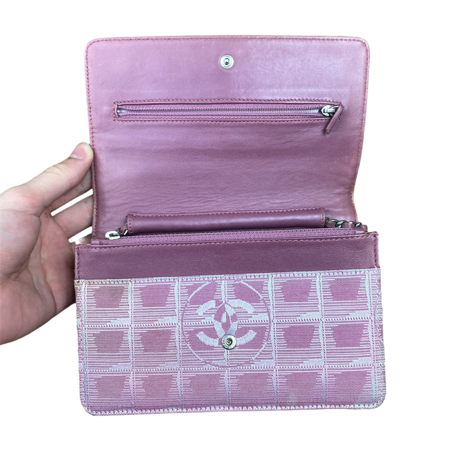 Chanel WOC — Toile Jacquard Rose