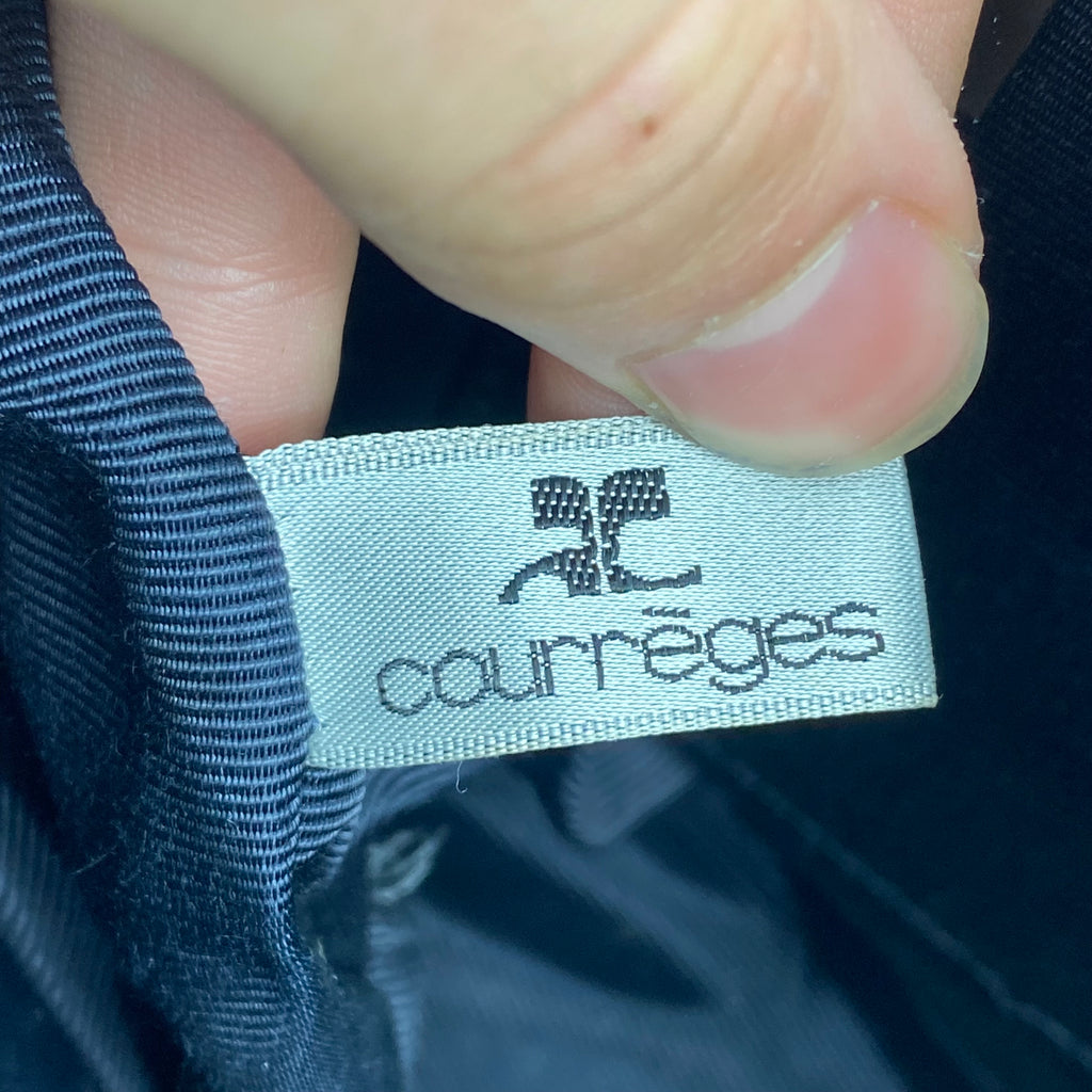 Sac Courrèges Vintage — Cuir Texturé Noir & Bijouterie Dorée