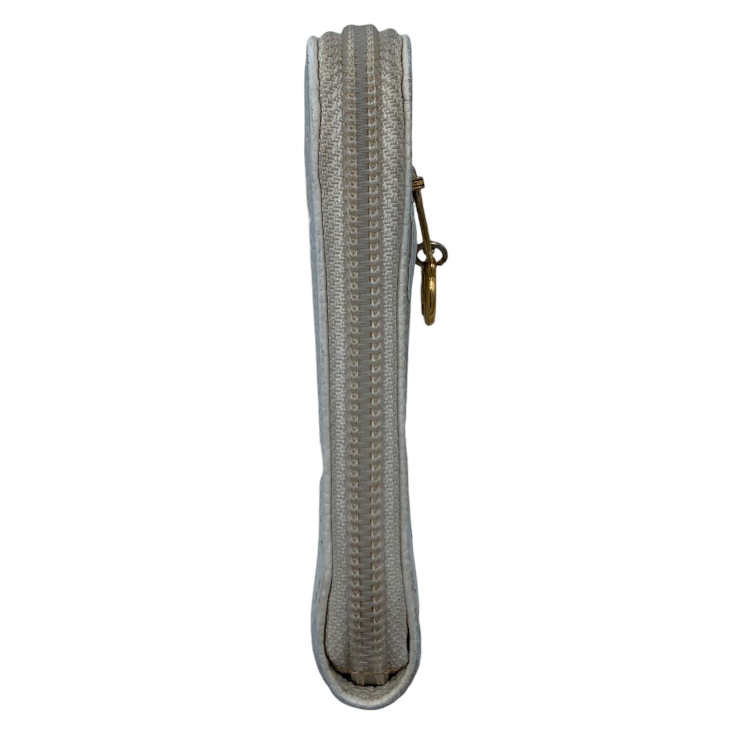 Portefeuille Chanel Zippé CC Cuir Caviar Blanc