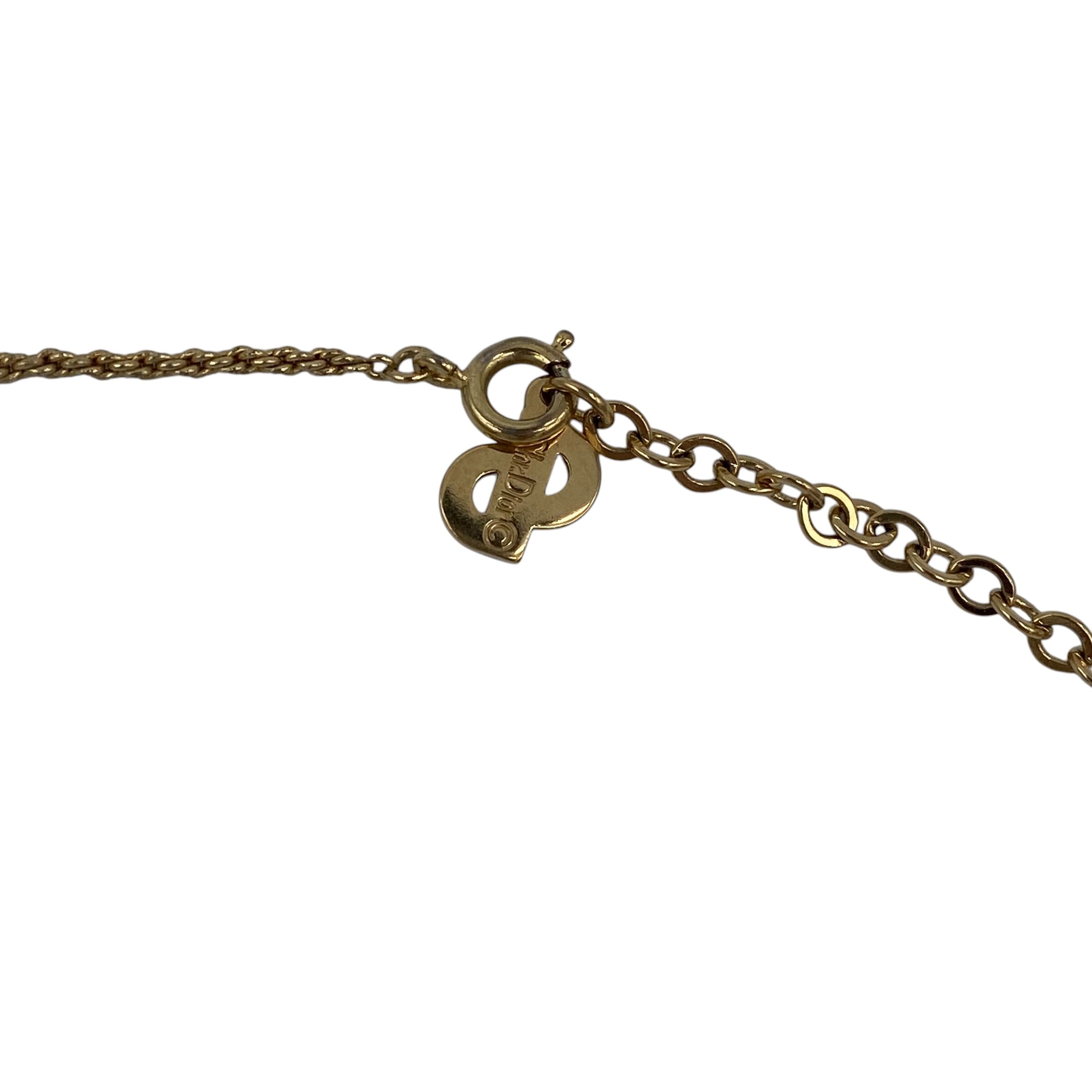 Collier Christian Dior Pendentif CD Logo Doré Vintage