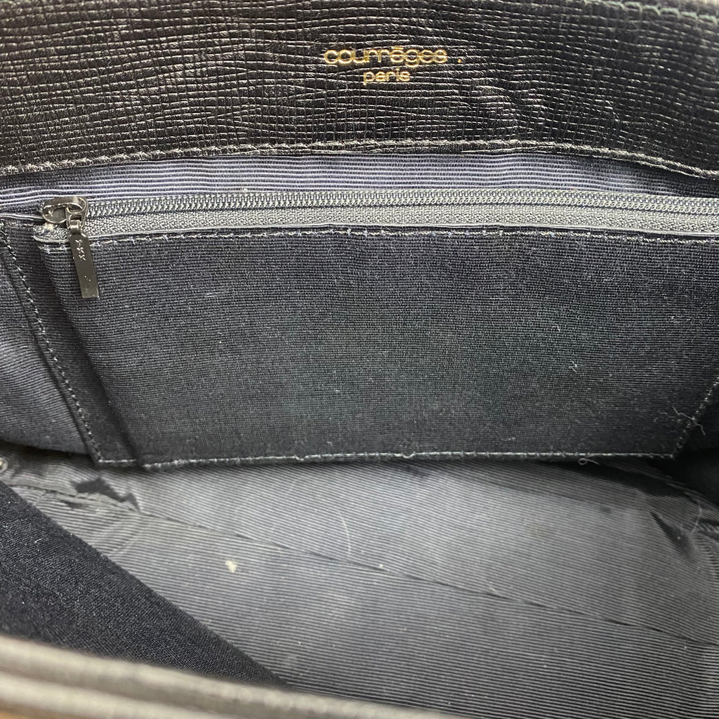 Sac Courrèges Vintage — Cuir Texturé Noir & Bijouterie Dorée