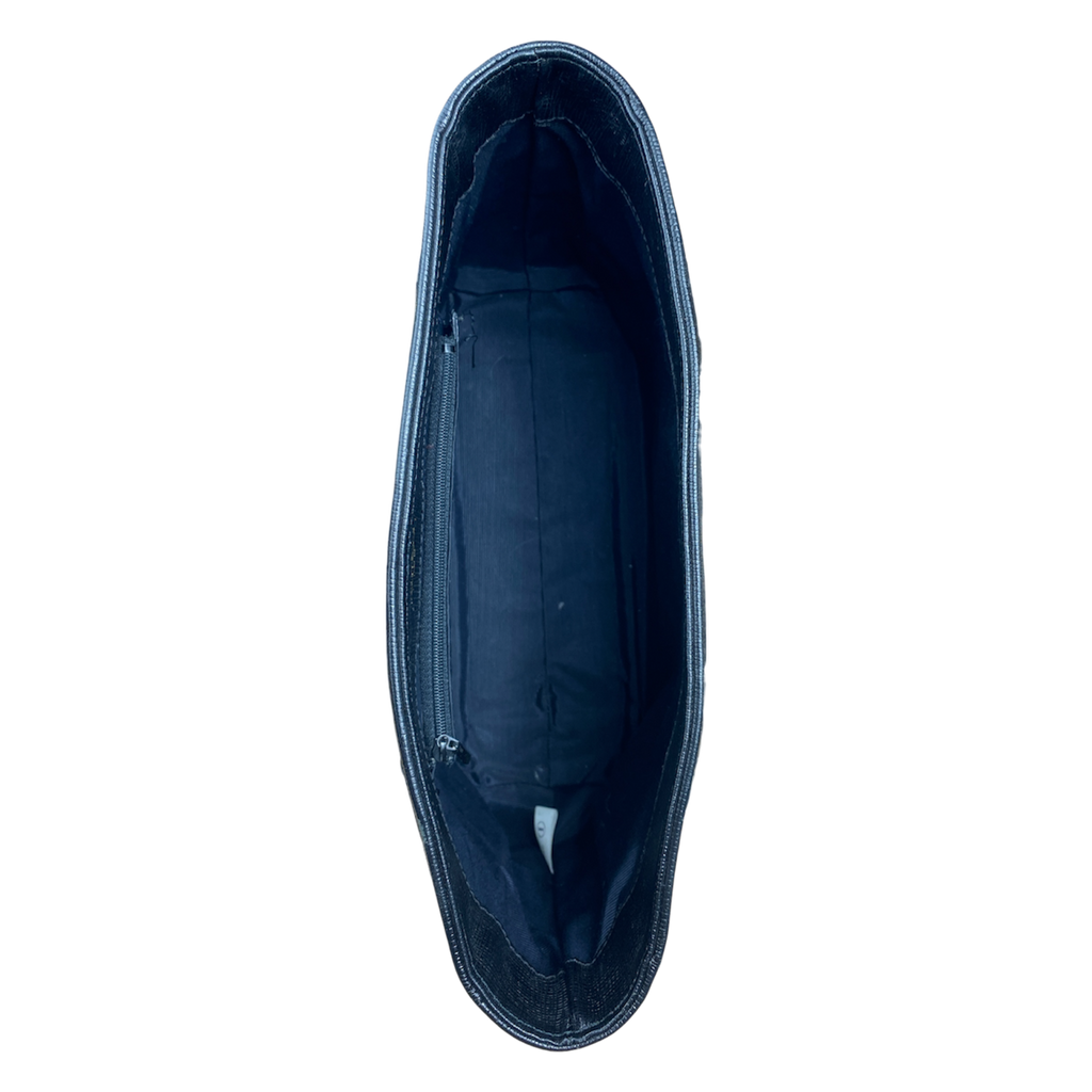 Sac Courrèges Vintage — Cuir Texturé Noir & Bijouterie Dorée