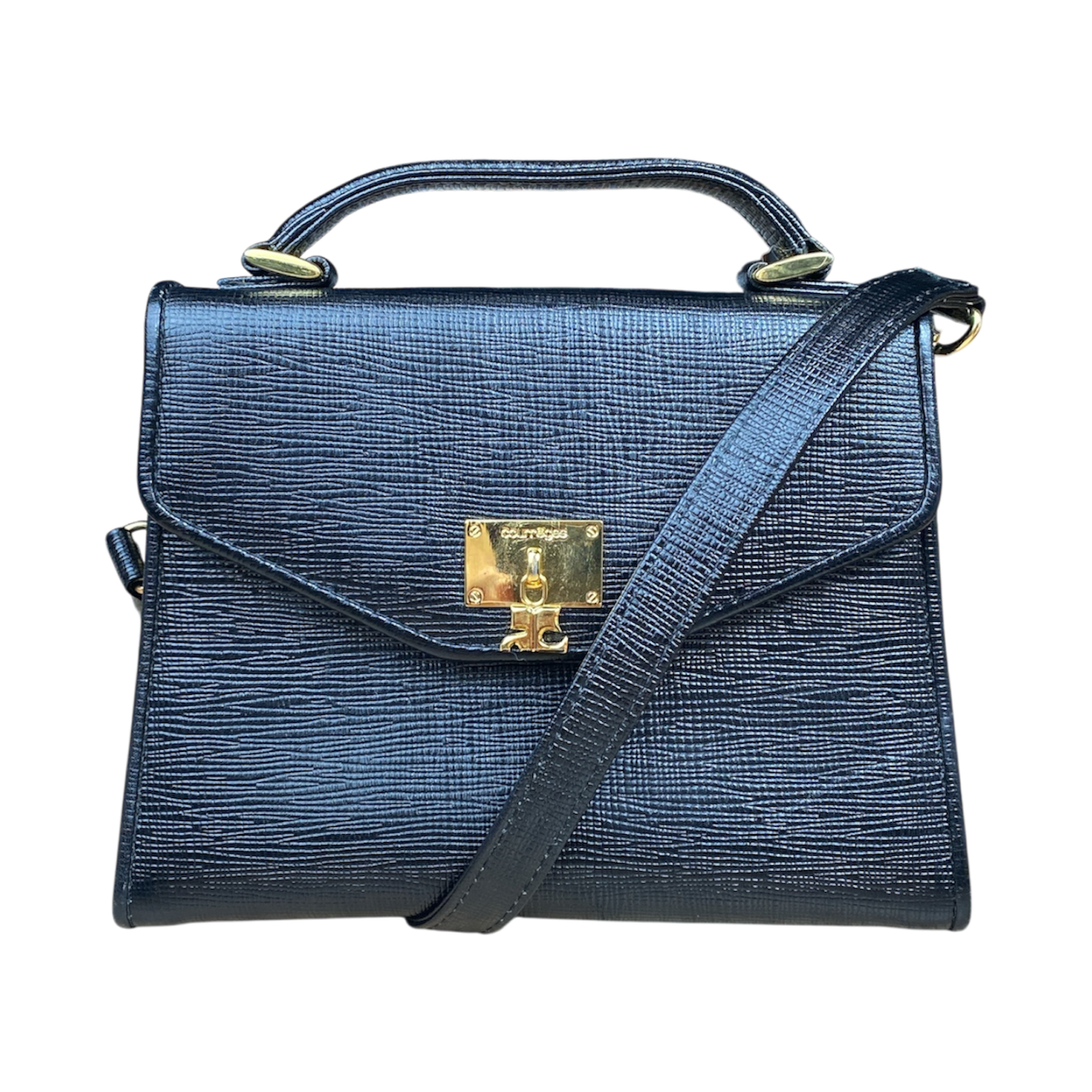 Sac Courrèges Trapeze — Cuir Texturé Noir