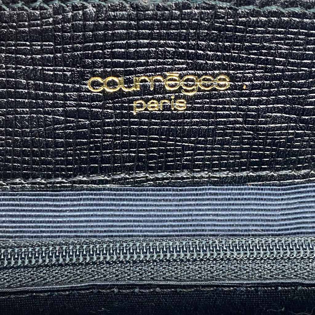 Sac Courrèges Vintage — Cuir Texturé Noir & Bijouterie Dorée