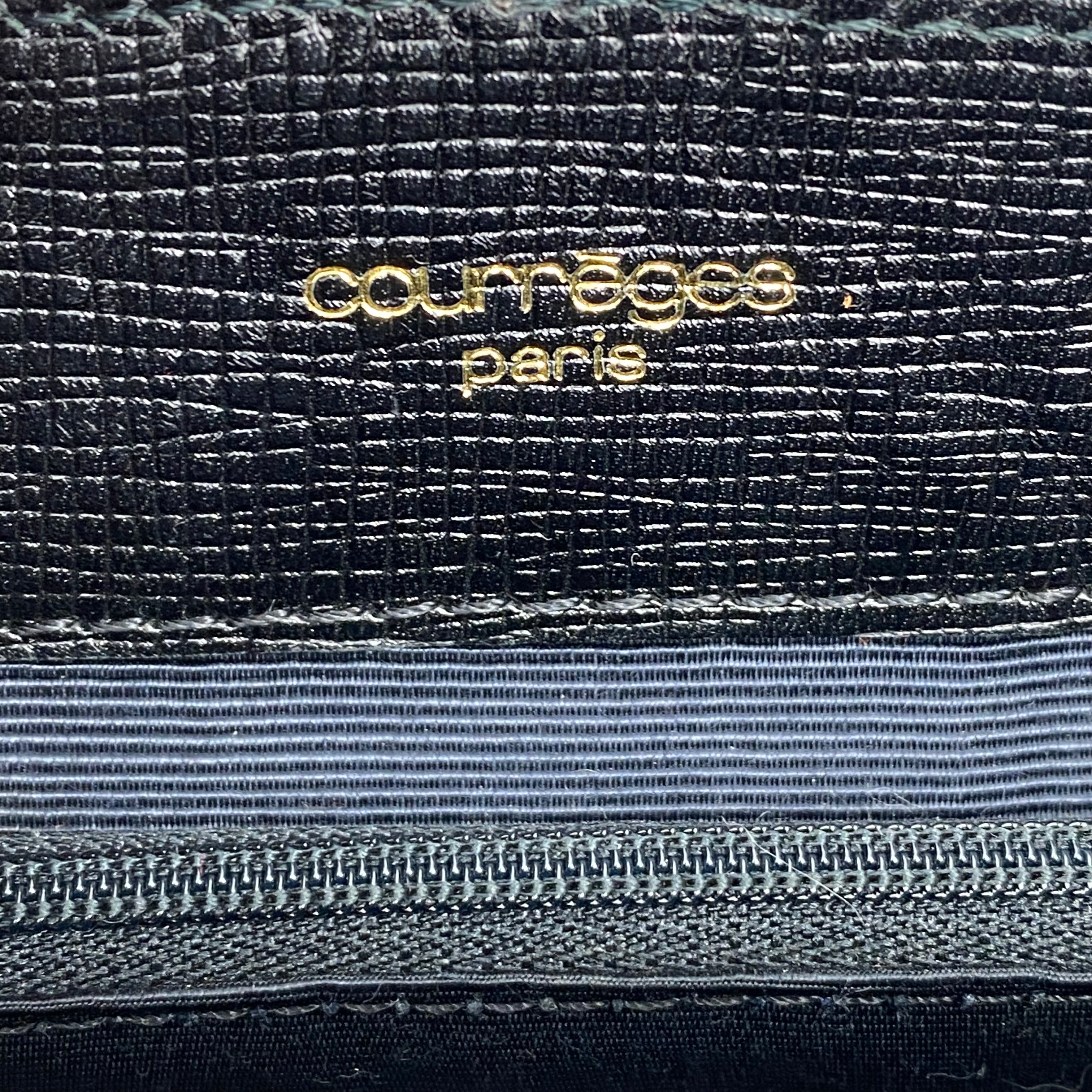 Sac Courrèges Vintage — Cuir Texturé Noir & Bijouterie Dorée