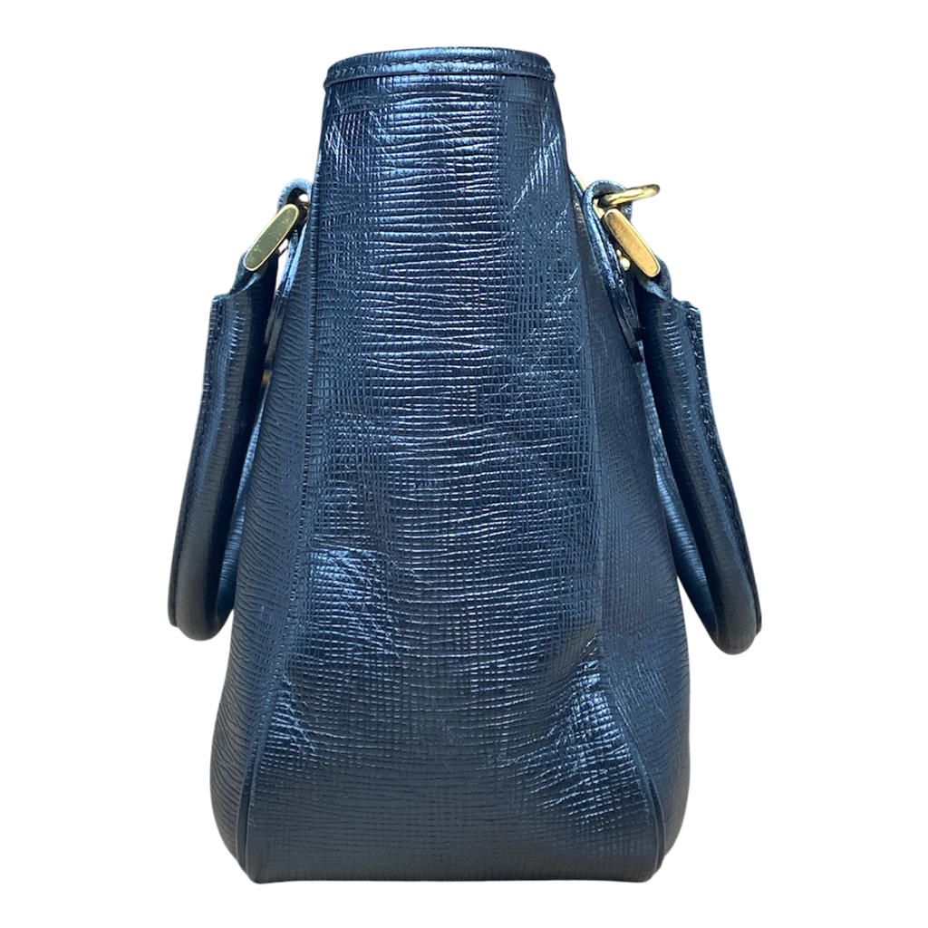 Sac Courrèges Vintage — Cuir Texturé Noir & Bijouterie Dorée