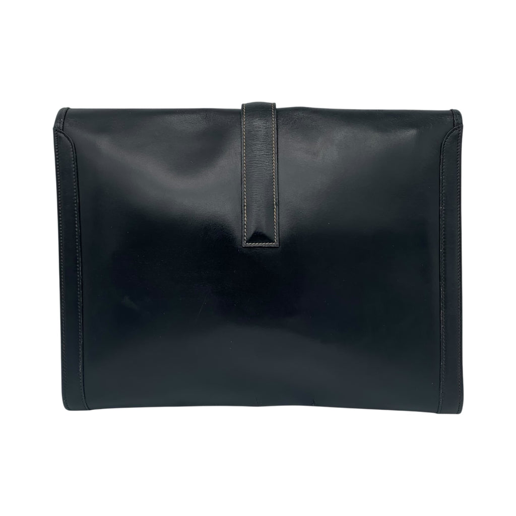Pochette Hermès Jige Elan 29 Cuir Box Noir