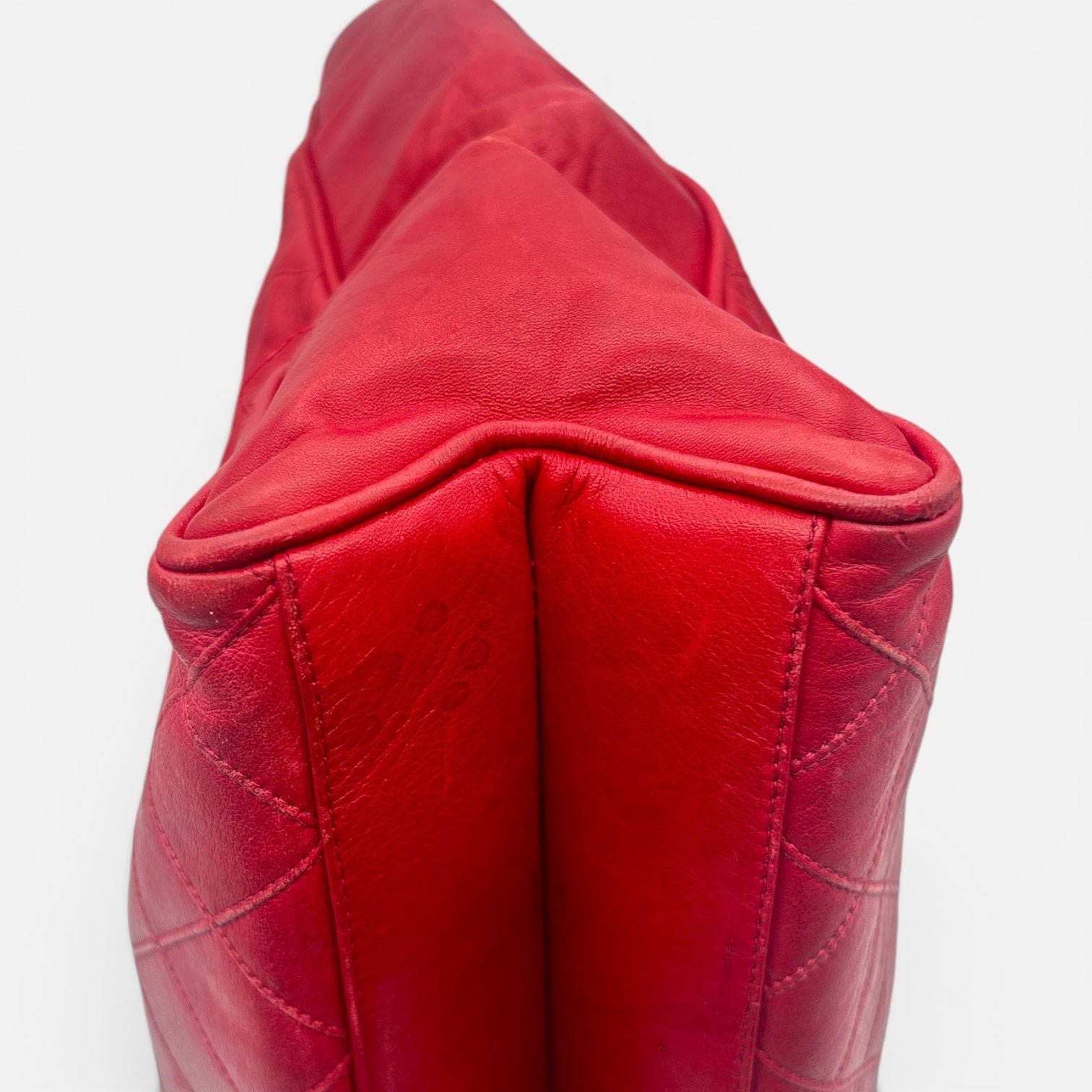Sac Cabas Chanel Vintage Cuir d’Agneau Rouge Matelassé