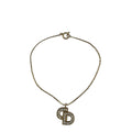 Bracelet Christian Dior Pendentif CD Strass Doré Vintage