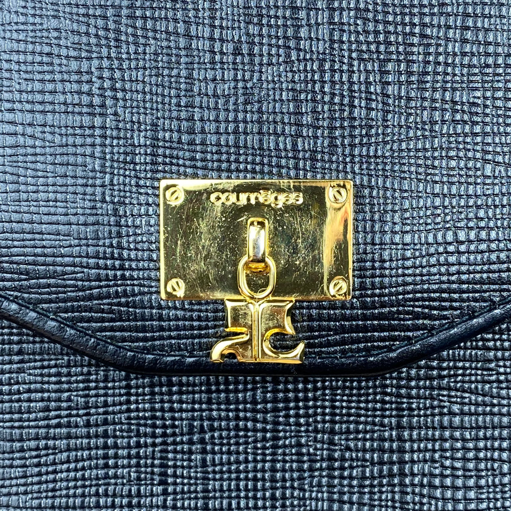 Sac Courrèges Trapeze — Cuir Texturé Noir