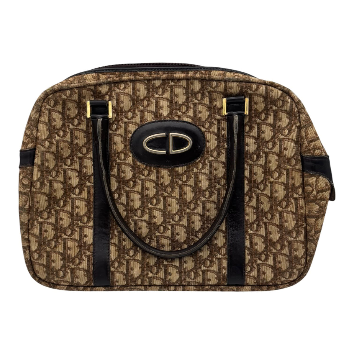 Dior Sac Boston Toile Trotter Beige Fermoir CD