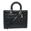 Dior Lady Dior Moyen Modele Cuir Verni Cannage Noir