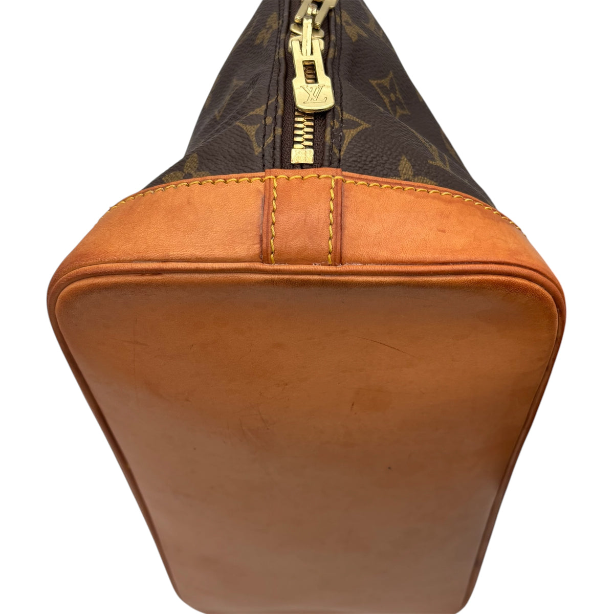 Louis Vuitton Alma PM en toile Monogram marron, silhouette dôme tenue debout