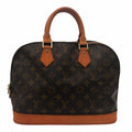Sac Louis Vuitton Alma PM en toile Monogram vue de face, anses de cuir naturel patiné